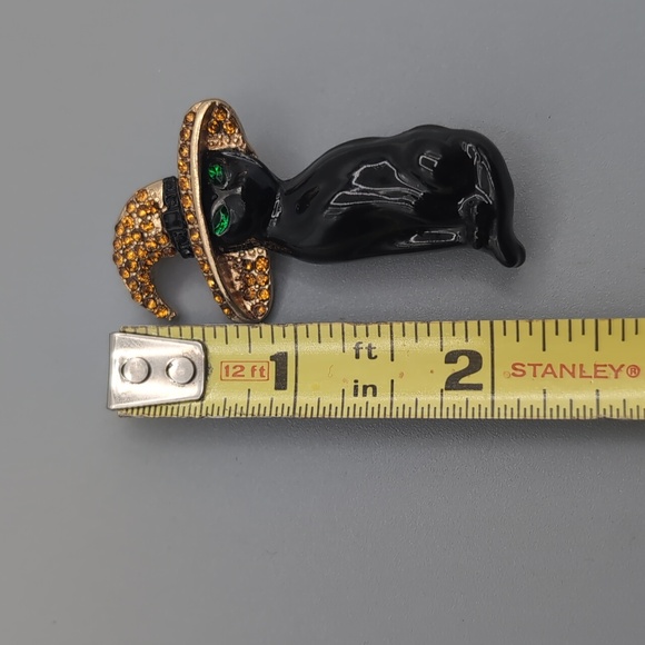NWOT Statement Halloween Jewelry Black Cat Brooch with Black Cat Earrings - Picture 9 of 9